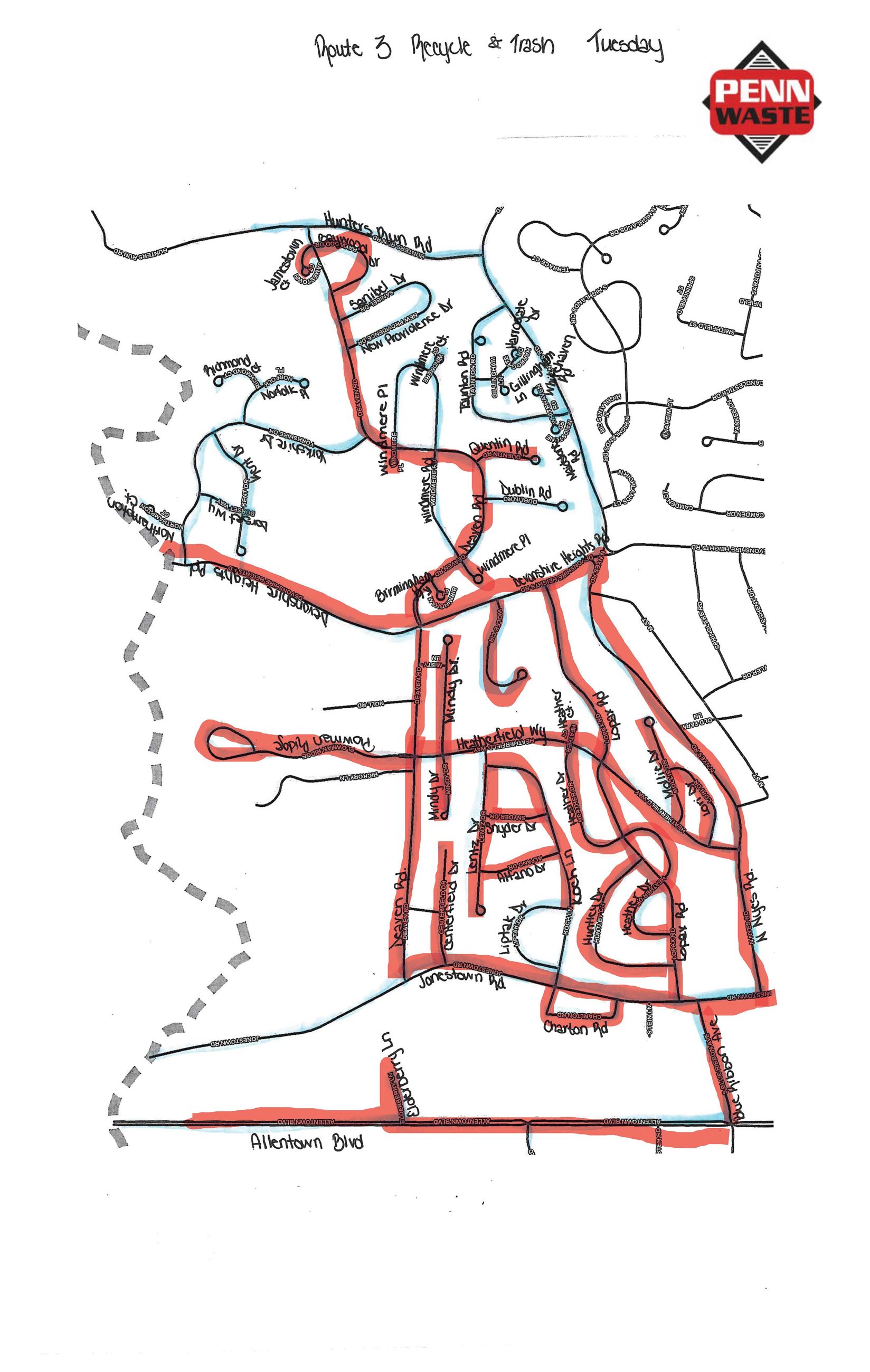 Lower Paxton Tue. Route 3 Recycle and trash